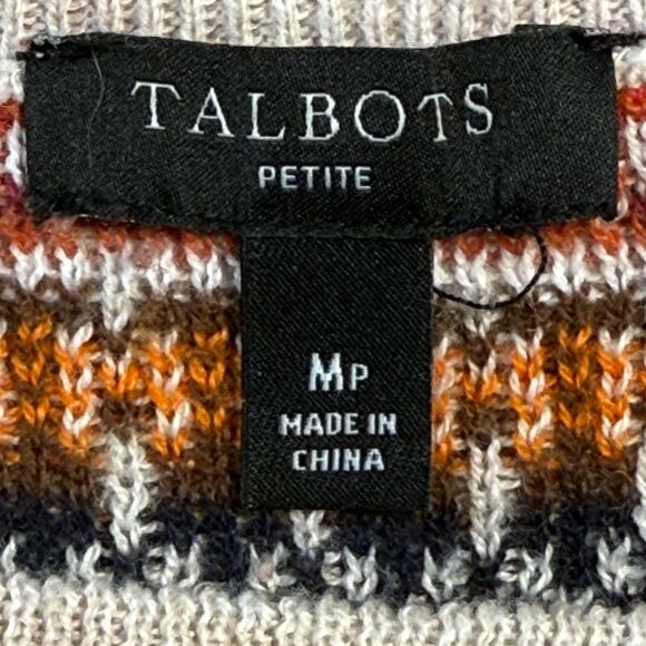 Talbots Fair Isle Squirrel Sweater Womens M Button Accent Nordic Petite/Regular - Picture 7 of 8